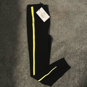 Black neon tape luxe hi-rise zyia leggings.